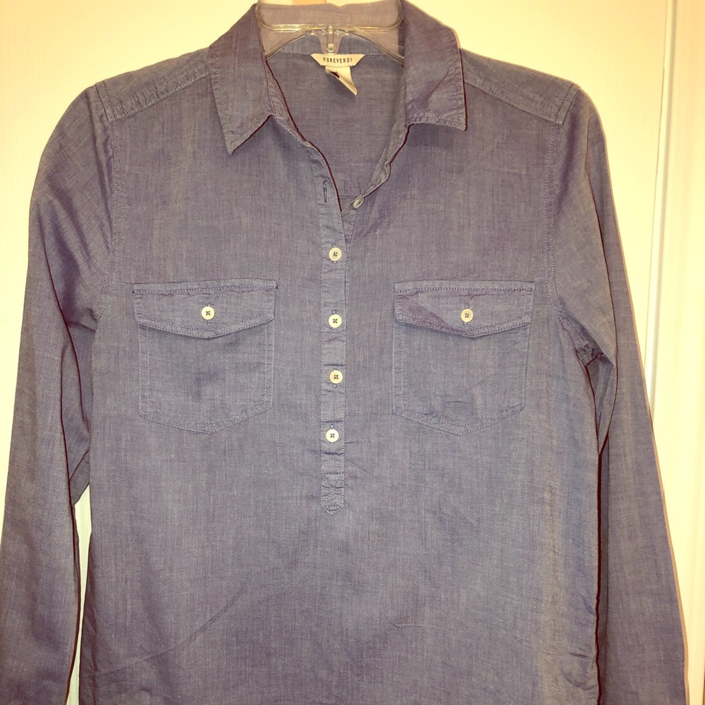 Forever 21 Blue Jean button up shirt